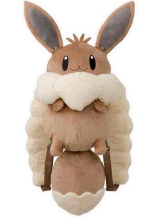 イーブイリュック　ぬいぐるみ　イーブイ　ボタン　　ポケセン