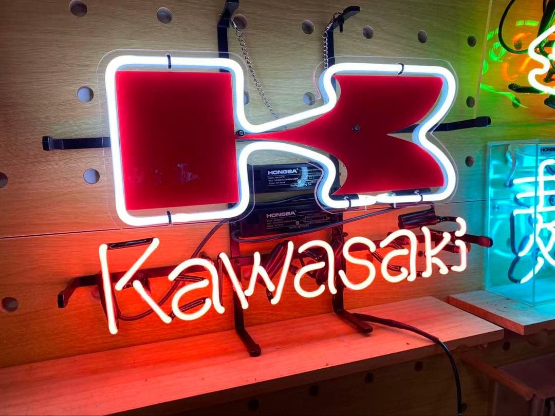 オーダー　ネオンサイン Kawasaki ロゴデザイン バイクネオンライト